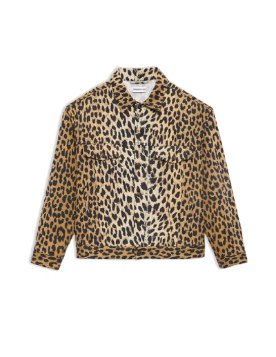 Balenciaga Leopard Denim Jacket In Beige