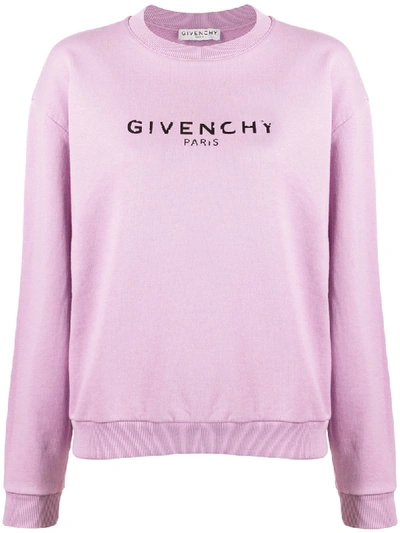 Givenchy Vintage-effect Logo Sweatshirt In Purple
