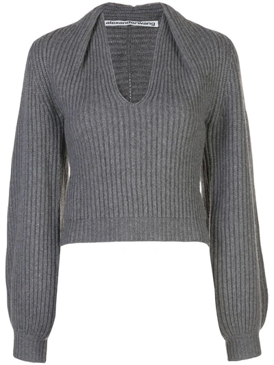 Alexander Wang Rubbed Pullover With Draped Details In Grey