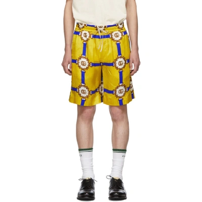 Gucci Yellow Men's Logo Drawstring Shorts In 7642 Yellow