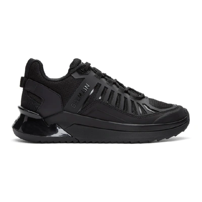 Balmain B-trail Sneakers In Leather And Black Fabric