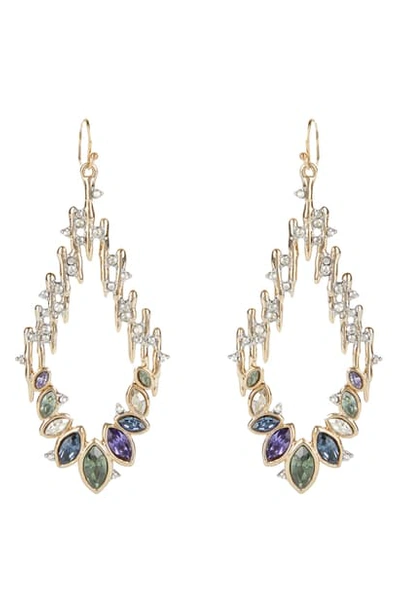 Alexis Bittar Multicolor Navette Crystal-spiked Teardrop Wire Earrings In Multi/gold