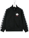Dsquared2 Kids' Logo Tape Zip-up Sweatshirt In Nero