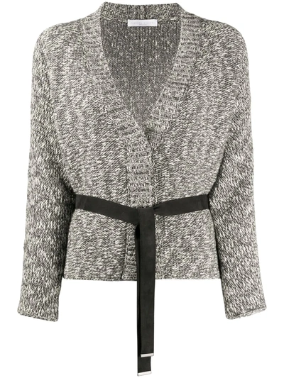 Fabiana Filippi Belted Tie Cardigan In Grey