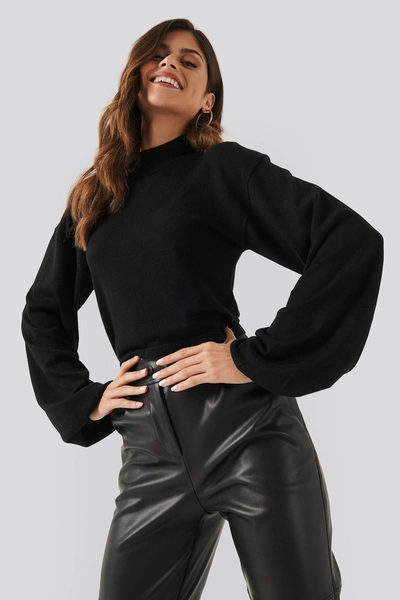 Ivana Santacruz X Na-kd Balloon Sleeve Cropped Sweater - Black