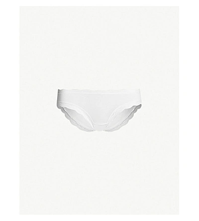 Stripe & Stare Womens Wedding Pack Of Four Bride-embroidered Stretch-jersey Briefs S In White