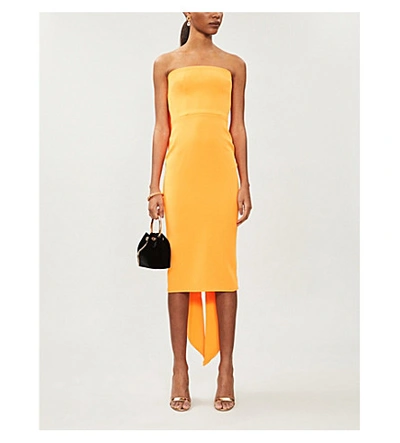 Alex Perry Hall Strapless Draped Crepe Midi Dress In Orange ModeSens