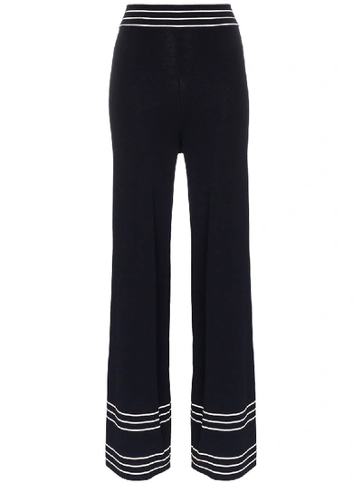 Odyssee Rowland Striped Knitted Wide-leg Trousers In Blue