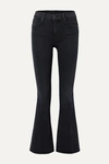 Mother The Weekender High-rise Flared Stretch-denim Jeans In Blackbird