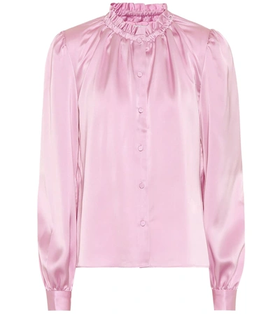 Co Gathered Satin-crepe Blouse In Pink