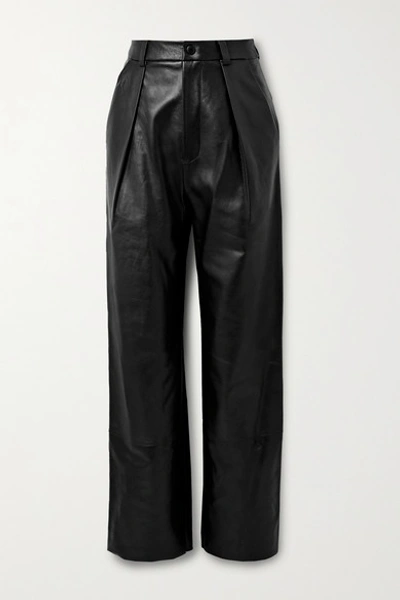 Michael Lo Sordo Metallic Velvet Straight-leg Trousers In Black