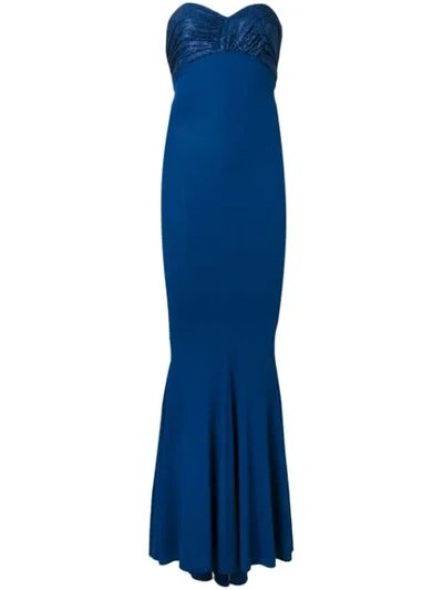 Alexandre Vauthier Strapless Crystal-embellished Stretch-jersey Gown In Blue