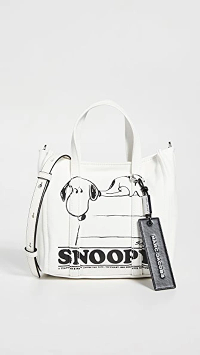 The Marc Jacobs Peanuts X Marc Jacobs The Mini Tag Tote In Ivory