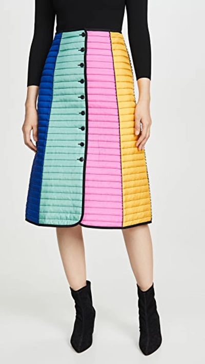 Tory Burch Colorblock Quilted Skirt In Duchess Blue