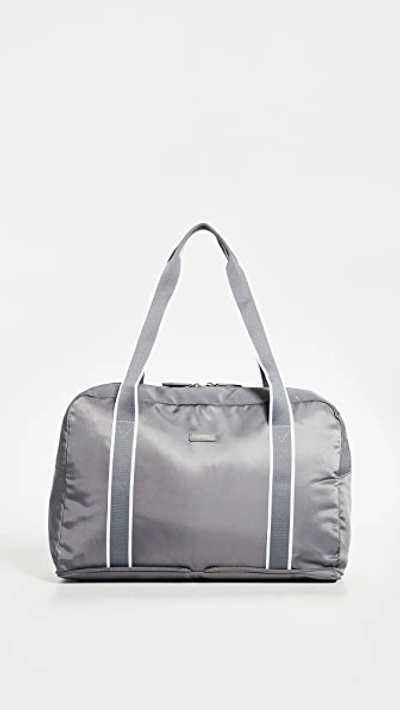 Paravel Fold-up Leather And Grosgrain-trimmed Shell Weekend Bag In Sidecar Grey