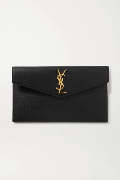 Saint Laurent Uptown Textured-leather Pouch In Black