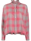 Isabel Marant Étoile Ilaria Oversized Ruffled Checked Cotton-flannel Shirt In Red
