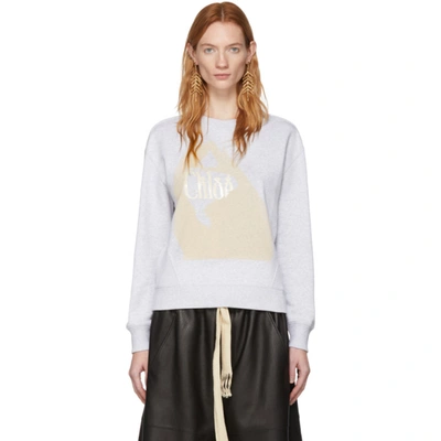 Chloé Sweatshirt With Print On Front In Grey