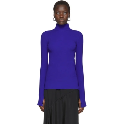 Helmut Lang Blue Essential Turtleneck In Azurite