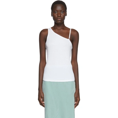 Helmut Lang White One-shoulder Cotton-jersey Top In Chalk White