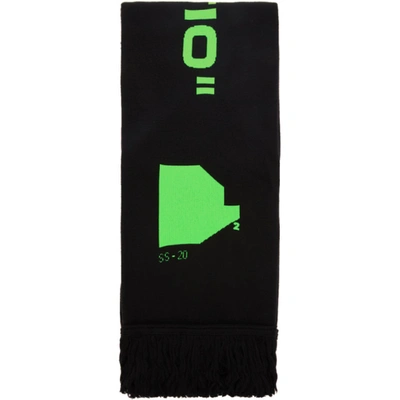 Off-white Black Jacquard Arch Shapes Scarf In Black/green