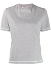 Thom Browne Contrast-stitch Logo-patch T-shirt In Grey