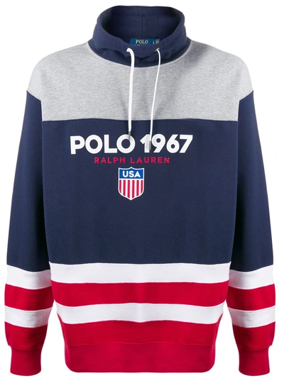 Polo Ralph Lauren Colour-blocked Logo Sweatshirt In Blue