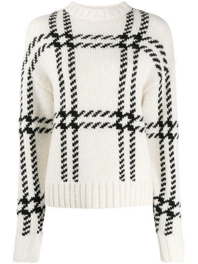 Ami Alexandre Mattiussi Oversize Check Crew Neck Sweater In Neutrals