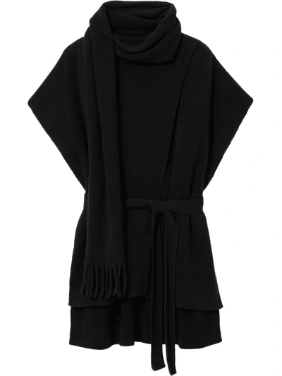 Proenza Schouler Draped Shortsleeved Knitted Top In Black