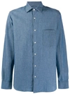 Aspesi Plain Long-sleeved Shirt In Denim