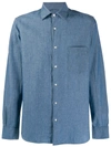 Aspesi Patched Pocket Plain Shirt In Blue