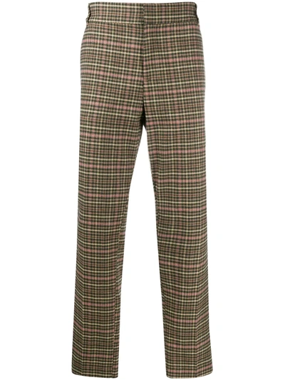 Soulland Wilson Checked Straight-leg Trousers In Green