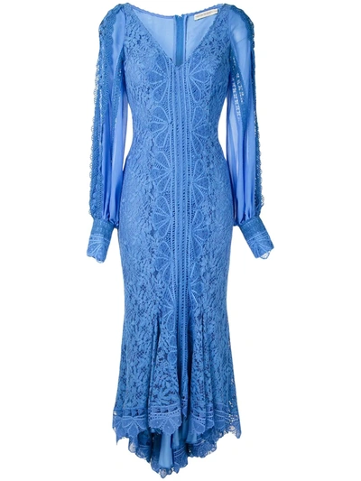 Martha Medeiros Agatha Lace Midi Dress In Blue