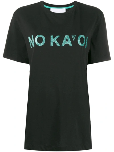 No Ka'oi Glitter Logo Print T-shirt In Black