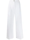 Msgm High-rise Darted Palazzo Trousers In White