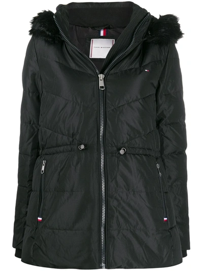 Tommy Hilfiger Hooded Padded Jacket In Black