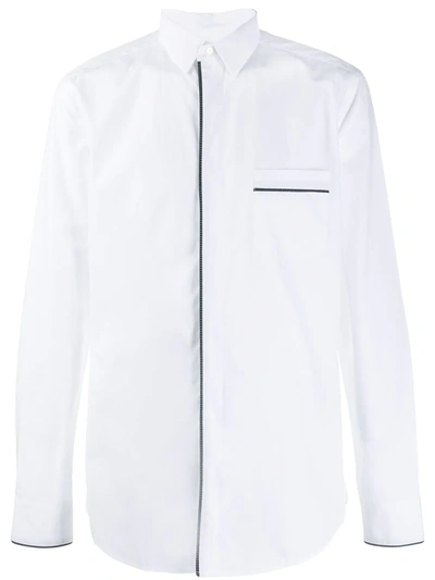 Fendi Contrasting Trim Buttoned Shirt In White