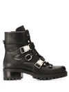 Albano Buckle Fastened Military Boots In Black