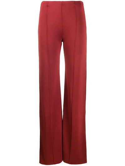 Valentino Piped Seams Flared Trousers In Red