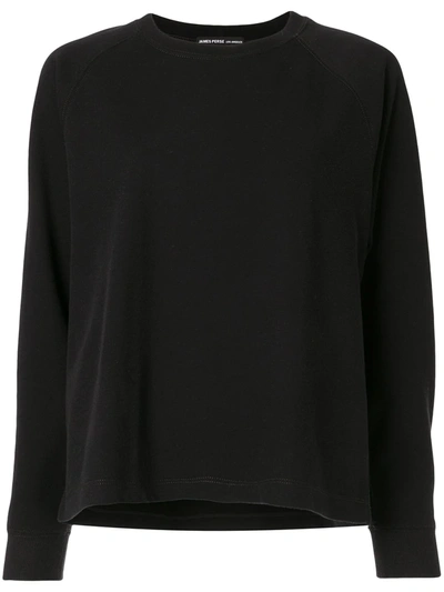 James Perse Relaxed Cropped Pullover Sweatshirt In Black