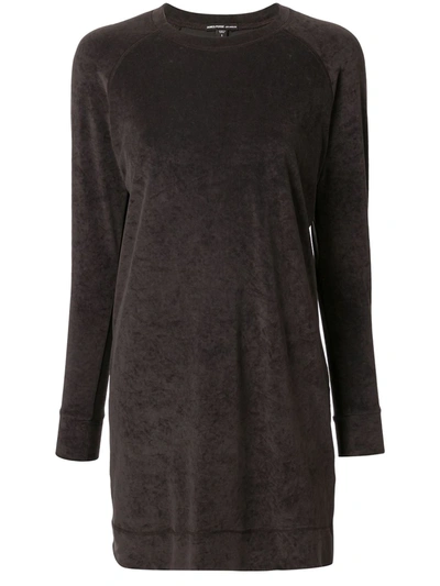 James Perse Velvet Sweatshirt Dress In Green