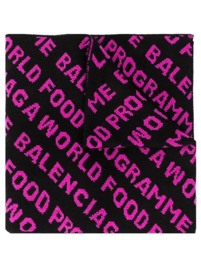 Balenciaga World Food Programme Print Scarf In Black