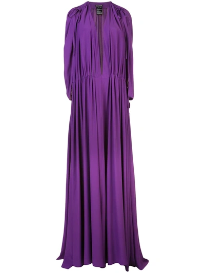 Ann Demeulemeester Pleated V-neck Tunic Dress In Purple