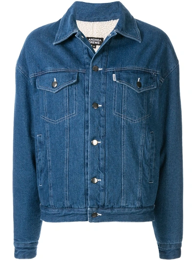 Andrea Crews Buttoned Logo Denim Jacket In Blue