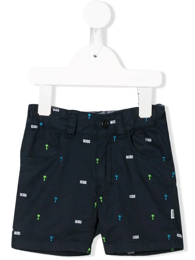 Hugo Boss Babies' Palm Tree Shorts In Blue