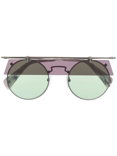 Yohji Yamamoto Eye Shade Sunglasses In Grey