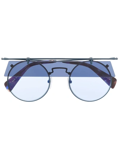 Yohji Yamamoto Eye Shade Sunglasses In Blue