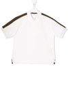 Fendi Kids' Ff Motif Tape Detail Polo Shirt In White