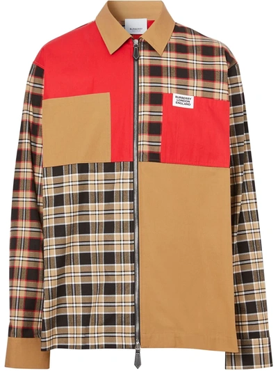 Burberry Colour-block Check Shirt In Neutrals