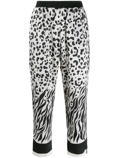 Pinko Cropped Leopard Print Track Pants In Neutrals